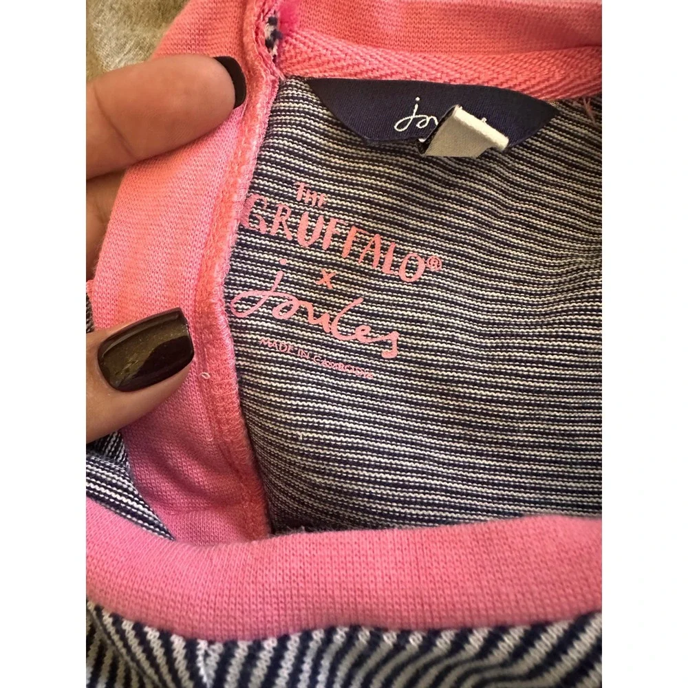 Joules x The Gruffalo Girls Rosalee Dress Navy Striped Owl Applique Size 6y